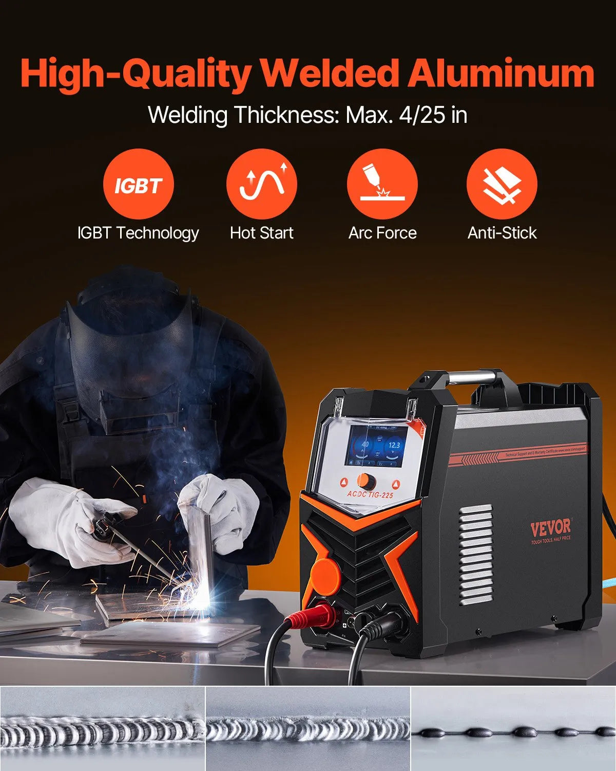 Vevor TIG Welder 6-in-1 AC/DC Welding Machine Pulse Spot MMA Stick IGBT Inverter New