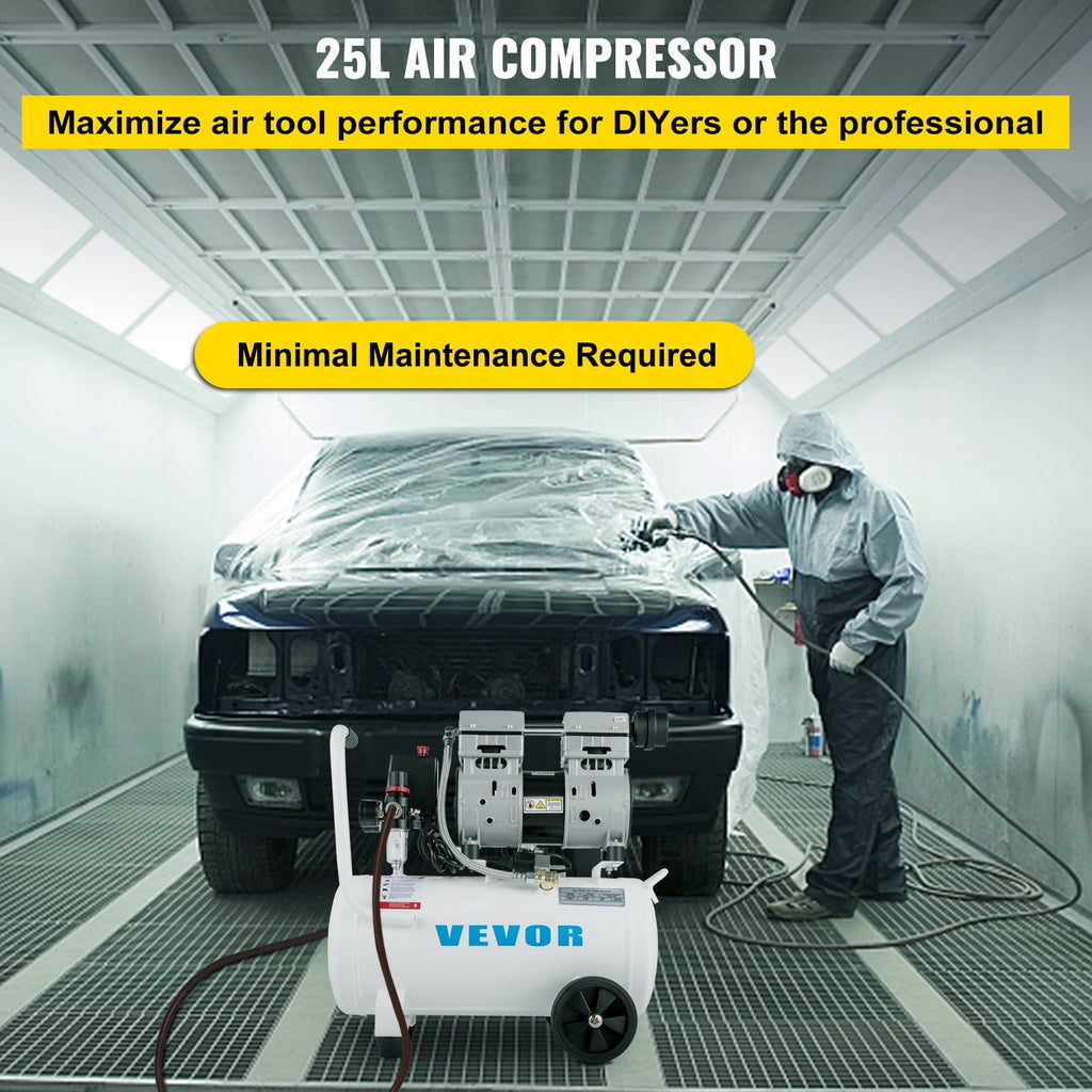 Vevor Air Compressor 6.6 Gal. 1HP 115 PSI Oil-Free Ultra Quiet Portable 750W New