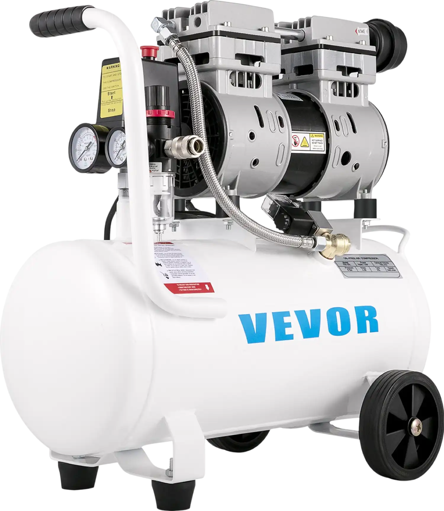 Vevor Air Compressor 6.6 Gal. 1HP 115 PSI Oil-Free Ultra Quiet Portable 750W New