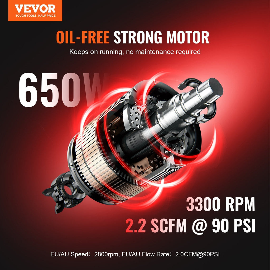 Vevor Air Compressor 4.6 Gal. Max 120 PSI Oil-Free Horizontal Compact Portable New