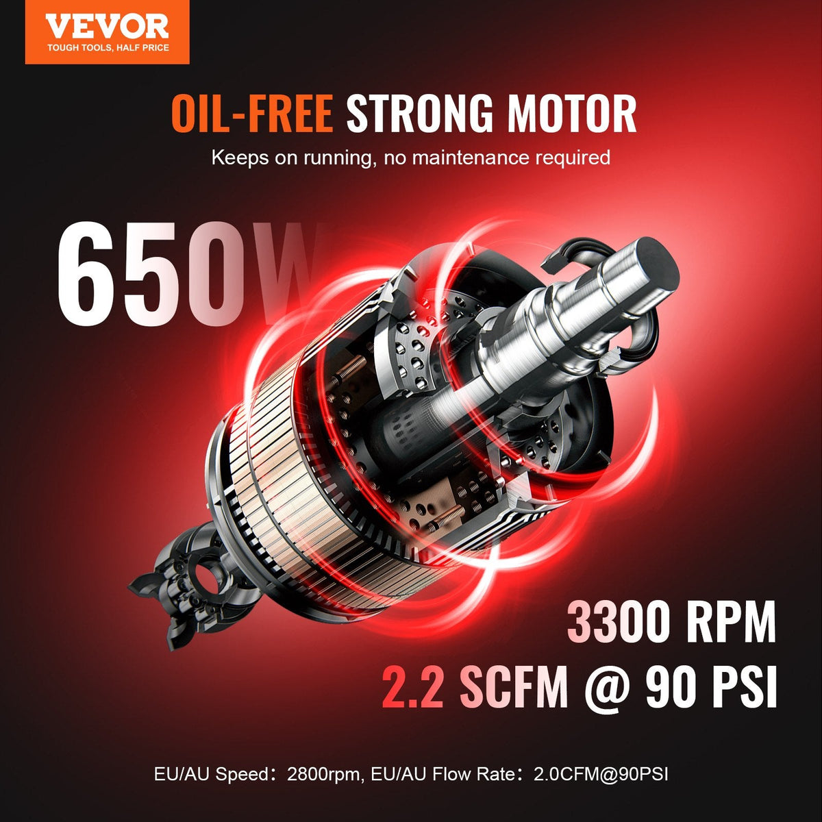 Vevor Air Compressor 4.6 Gal. Max 120 PSI Oil-Free Horizontal Compact Portable New