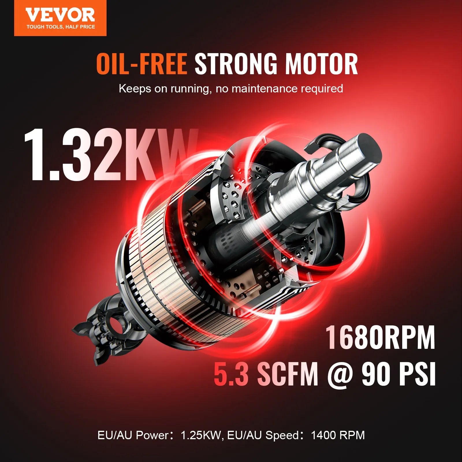 Vevor Air Compressor Compact Portable Oil Free 10 Gal. 2 HP 90 PSI New