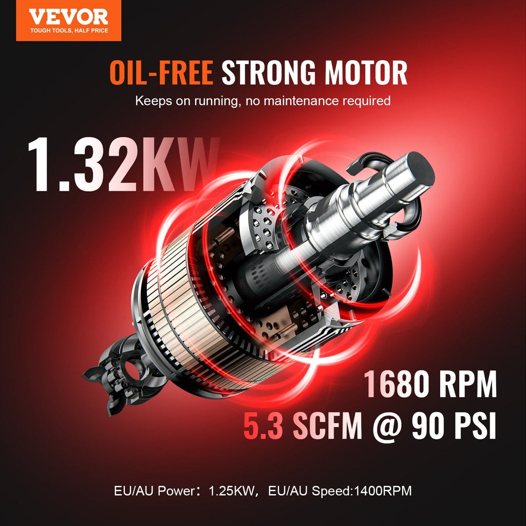 Vevor Air Compressor 15 Gal. 90 PSI Compact Portable Oil-Free New