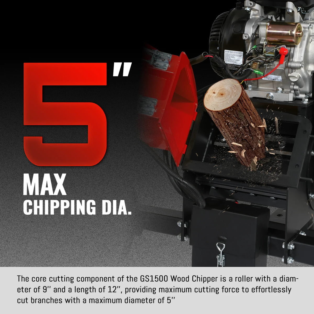 MechMaxx GS1500 Wood Chipper 5" Electric Start ZONSEN 459cc Gasoline Engine Powered New