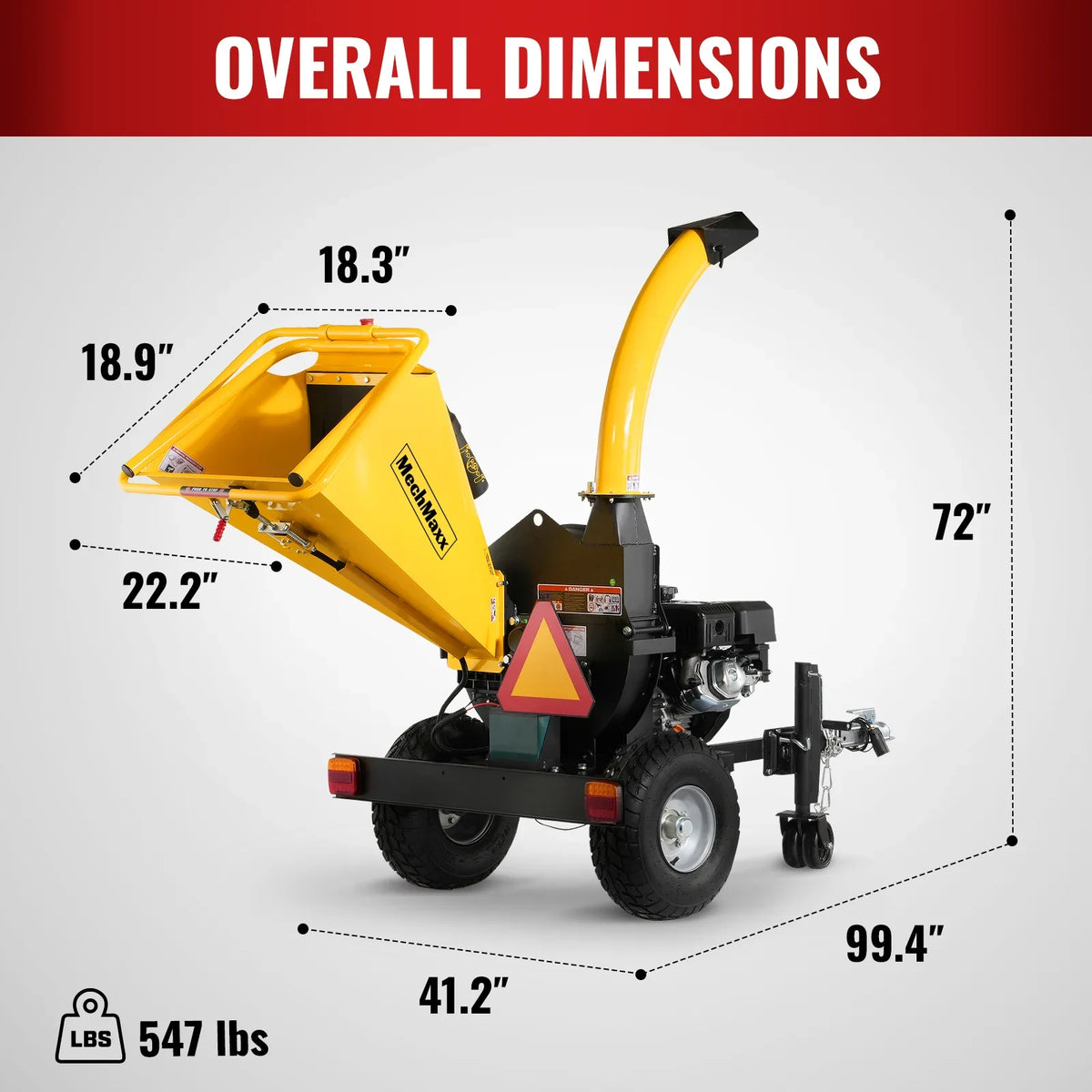 MechMaxx P4205 Wood Chipper 5" Electric Start DUCAR 420cc 15 HP Gasoline Engine Powered Disc with Taillight New
