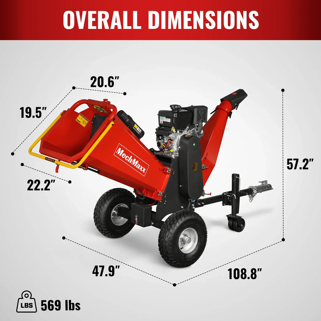 MechMaxx P4206 Wood Chipper 6" Electric Start B&S Vanguard 408cc 14HP Gasoline Engine Powered Drum New